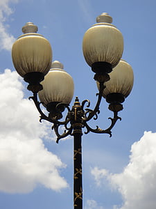 Parque, lámparas, luces, cielo, decorativo, antiguo, calle