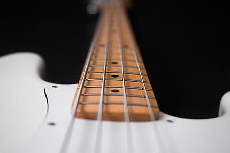 Close-up, profundidad de campo, Guitarra, música, instrumento musical, guitarra eléctrica, instrumento de cuerda