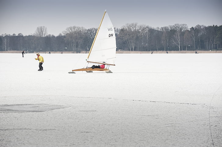 Ice яхт, озеро, замороженные, кататься на коньках, Зимний снег, Спорт