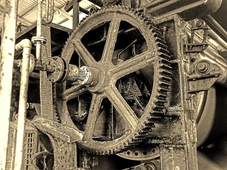 gear-wheel, chain, iron, brown, rust, gear, wheel