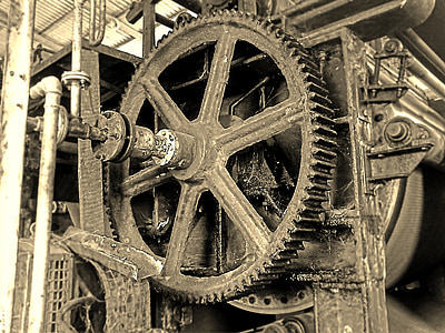 gear-wheel, chain, iron, brown, rust, gear, wheel