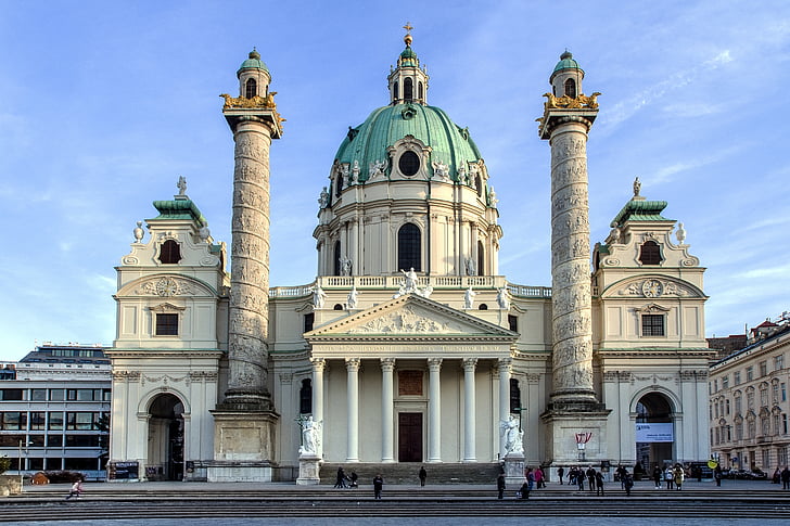 Wien, St charles church, keskusta, kirkko, Itävalta, Kaarlenaukio, arkkitehtuuri
