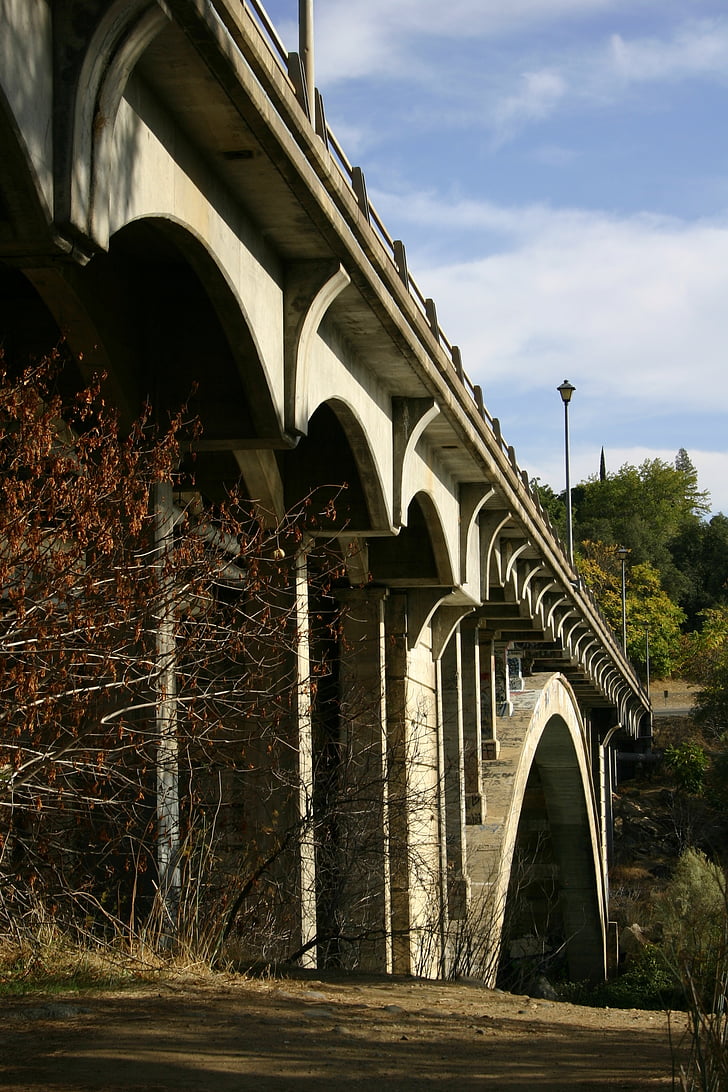 Jembatan, musim gugur, Folsom, California, Rainbow bridge, di luar rumah, Kota