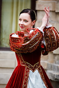 красочные, костюм, танец, танцовщица, Европейская, девочка, исторические