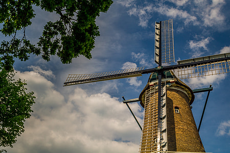 vindmølle, Holland, Holland, hollandsk vindmølle, Mill, vand, bygning