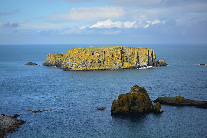 Carrick-a-rede, eiland, zee, weergave, Rock, natuur, Cliff