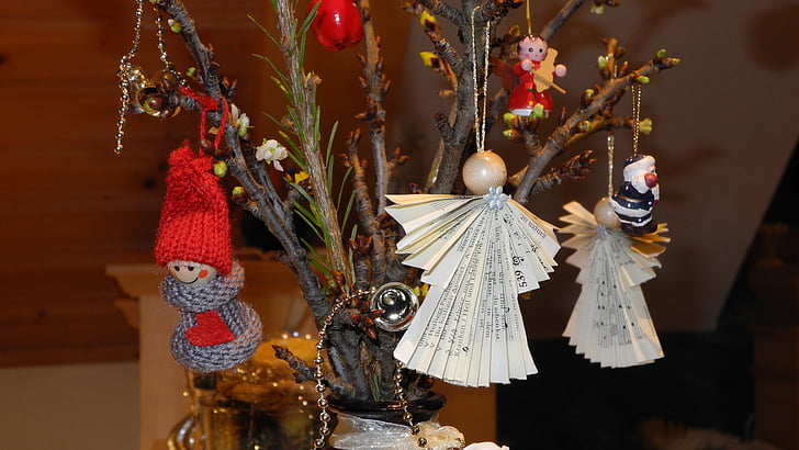 Christmas, ange, branches, décoration, célébration, hiver, cultures