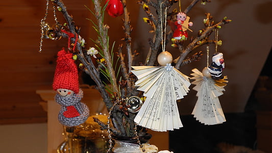 Vánoční, Anděl, pobočky, dekorace, Oslava, Zimní, kultur
