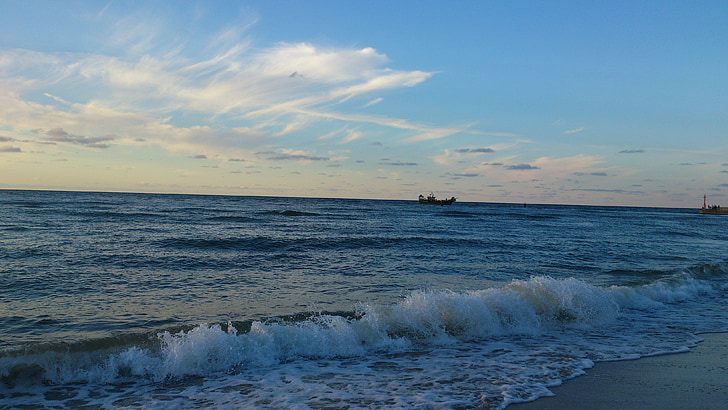 Sea, Sunset, loma, taivas, rannikko, Aalto, Beach