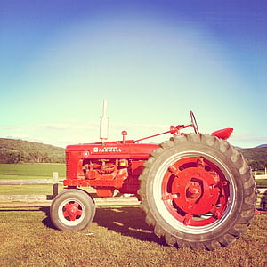 tractor, granja, vehículo, antiguo, agricultura, Escena rural, maquinaria