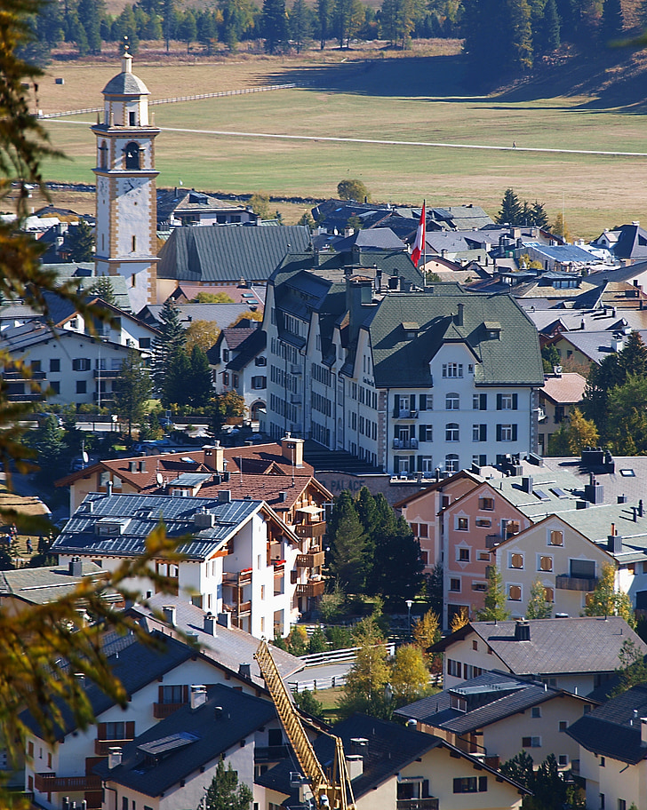 πόλη, Silvaplana, scape, Ελβετία, μακρινή θέα