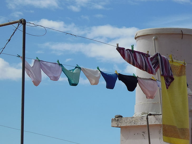 underwear, clothes line, laundry, dry, color