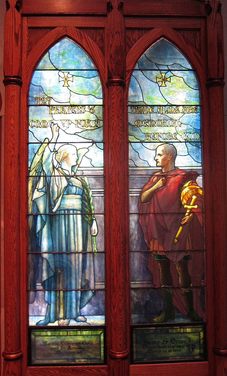 Saint, Cornelius, angyal, festett, üveg, Windows, Tiffany