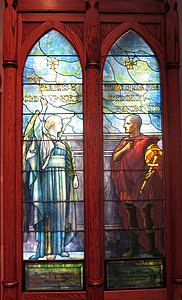 Saint, Cornelius, ängel, målat, glas, Windows, Tiffany