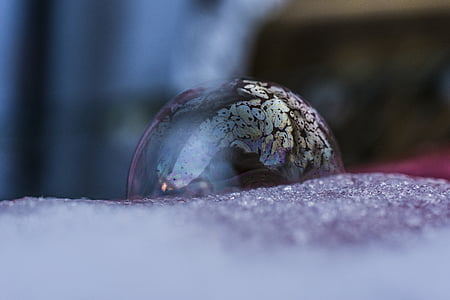 bevroren, zeepbellen, winter, bevroren zeepbel, koude, winterse, eiskristalle
