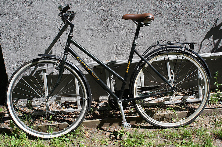 verd, bicicletes, clàssic, bicicleta de ciutat