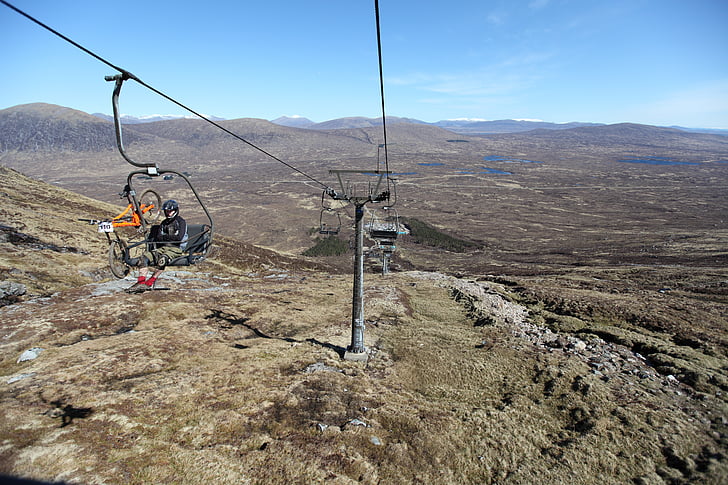 mountain bike, gelncoe, scotland, cable car