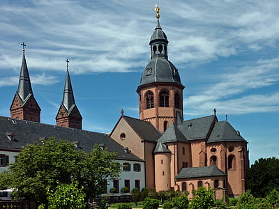 Basilica, Seligenstadt, kloster, klosterträdgården, Einhard basilika, Klosterhof, arkitektur