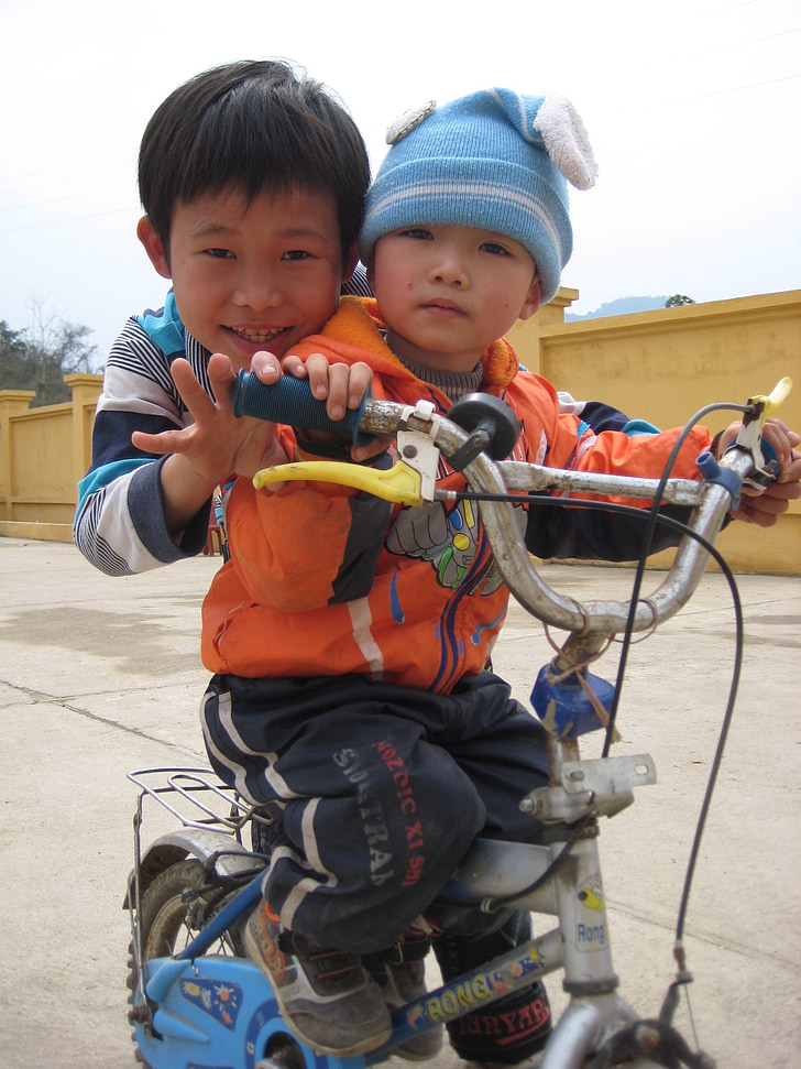 vaikai, kūdikiams, vaikams, dviratis, dviratis, Vietnamas, vaikai ant dviračio