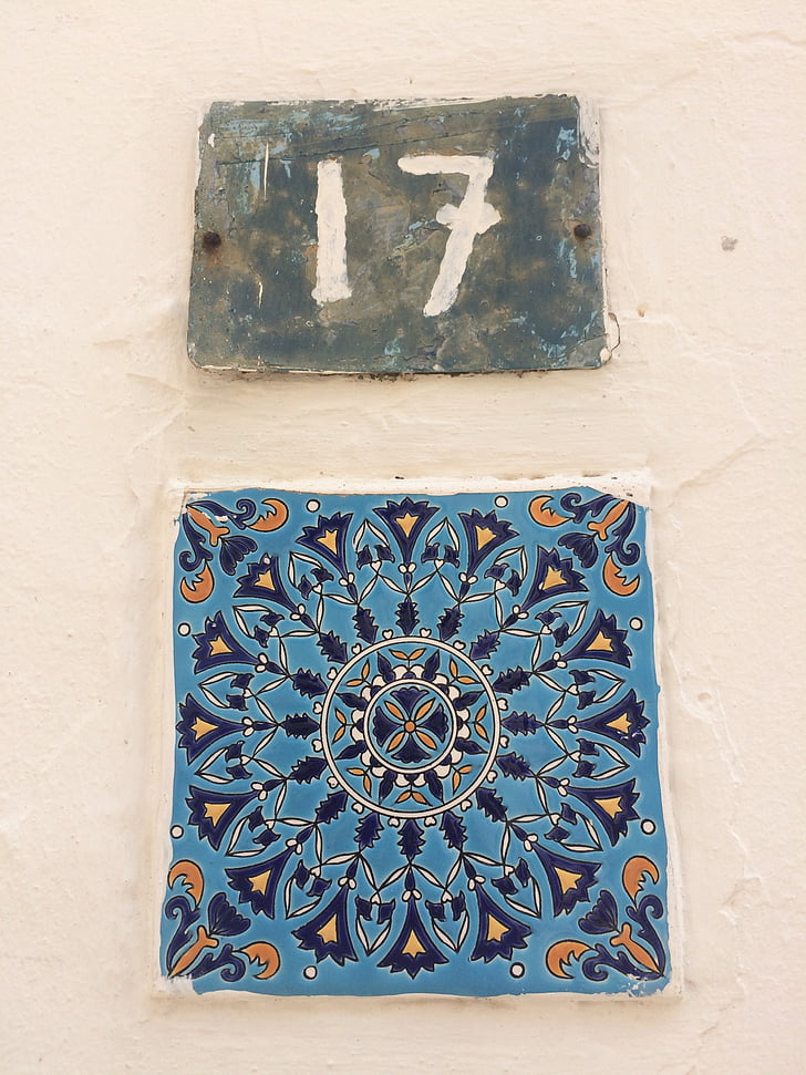 Grécko, Skopelos, dom, číslo, dekorácie, symbol, ozdobený
