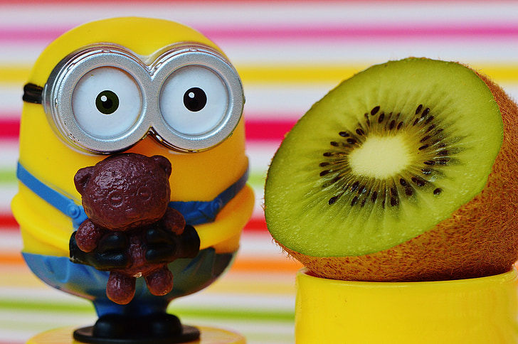 Minion, Buồn cười, Kiwi, khỏe mạnh, trái cây, màu xanh lá cây, ngon