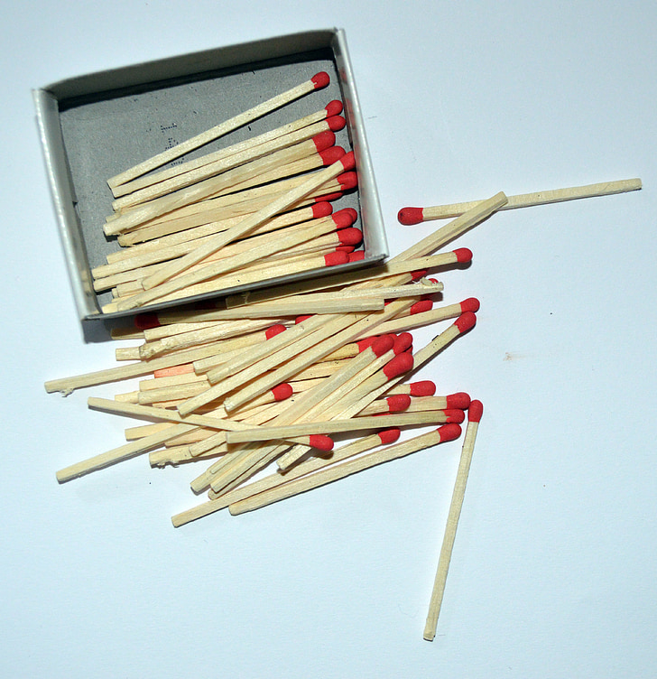 matches, fire, making fire, stick, wood
