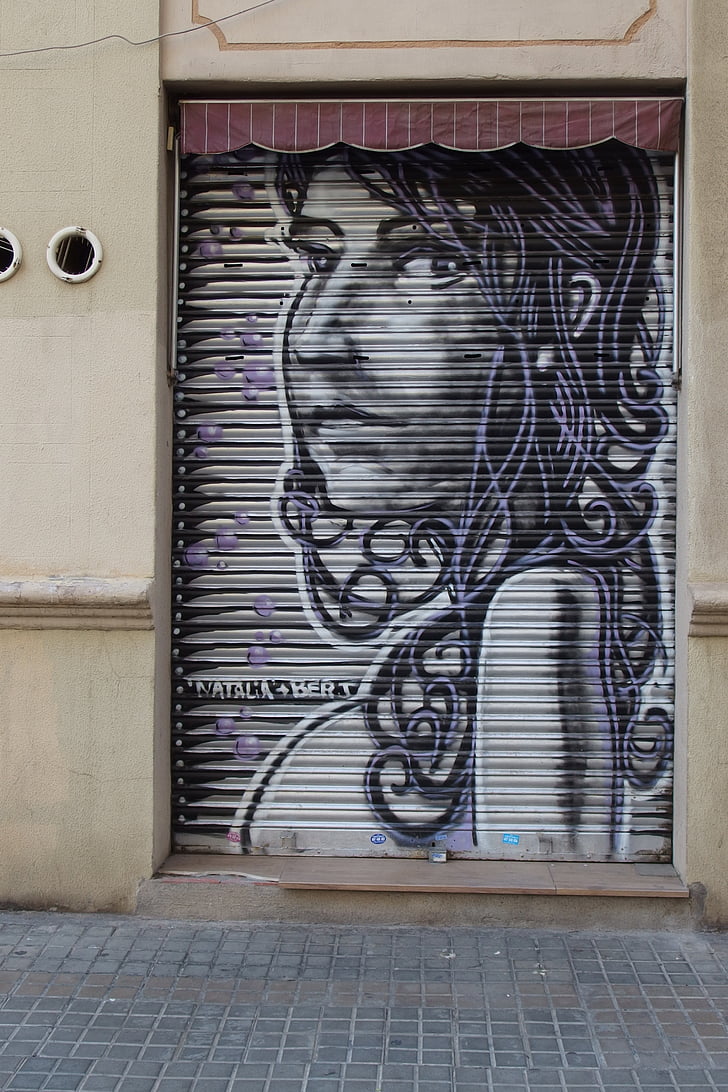lukisan rumah, jalan, Barcelona, pintu