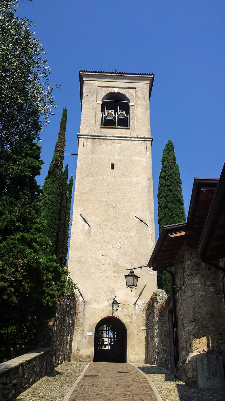 kerk, geloof, Lago di garda, het platform, religie, kerktoren, katholieke kerk
