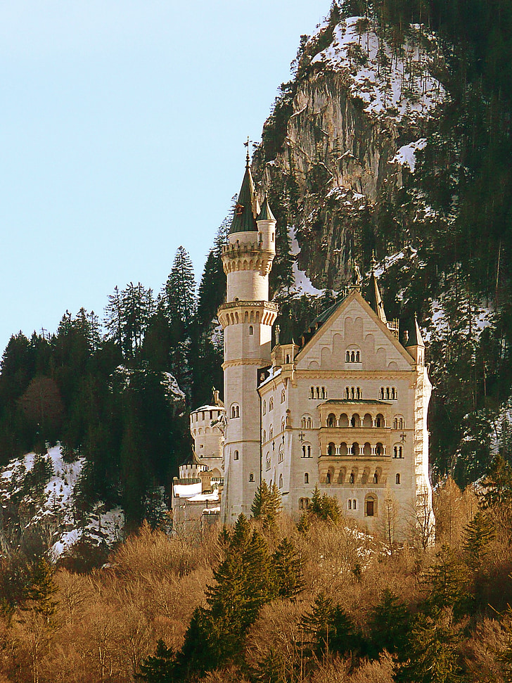 Castello di neuschwanstein, Baviera, Germania, costruzione, architettura, re ludwig il secondo, Re di Baviera