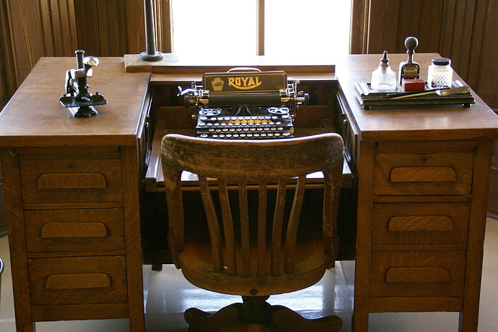 písací stroj, stôl písací, Vintage, Antique, písanie, žurnalistika, Vybavenie