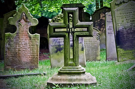 Cross, kirkegård, gravstene, død, monument, religion, Jesus