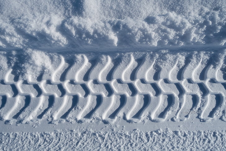 Trace, sne, hvid, solrig, dæk track, traktor, vinter