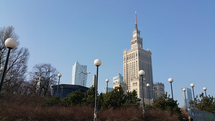 palace of culture, warsaw, palace of culture and science, architecture, poland, building, science