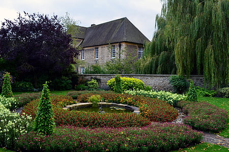 Oxford, flores, rondelle, jardim, verde, mantida, Parque