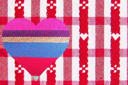 Valentine, hjärtat, färgglada, Alla hjärtans dag, Kärlek, bordsduk, Broderi