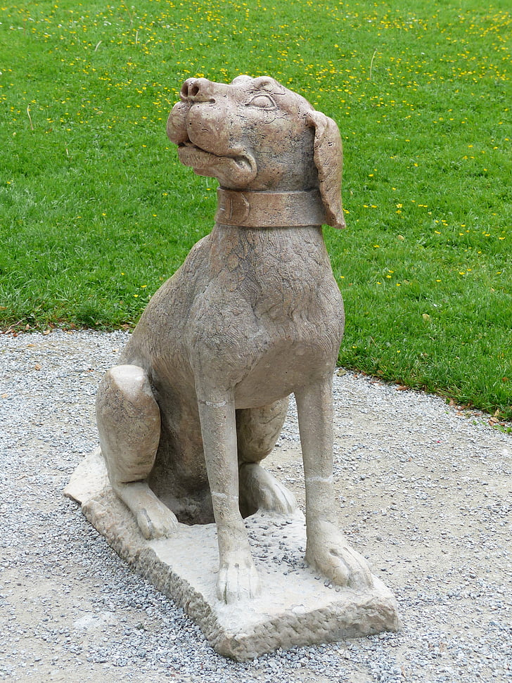 hunden, statuen, stein, ssteinfigur, dyr, kjæledyr