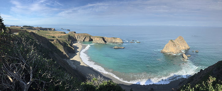 Trasa 1, Ocean, Kalifornia, sceniczny, Wybrzeże, CA, skały