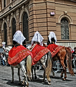 Ιταλία, Σαρδηνία, Κάλιαρι Λαογραφικό Κοστούμια, άλογο, πολιτισμών, άτομα, ιστορία
