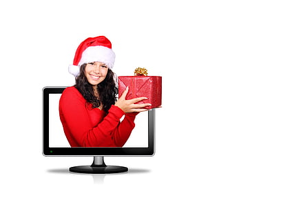 dāvana, lodziņš, monitors, Ziemassvētki, Nicholas, sievietes, meitene
