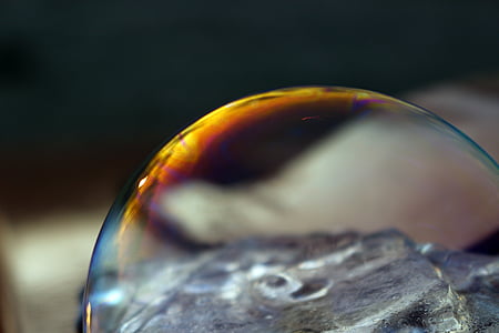 пузырь, Мыльный пузырь, лед, Радужный, отражение, крупным планом, без людей