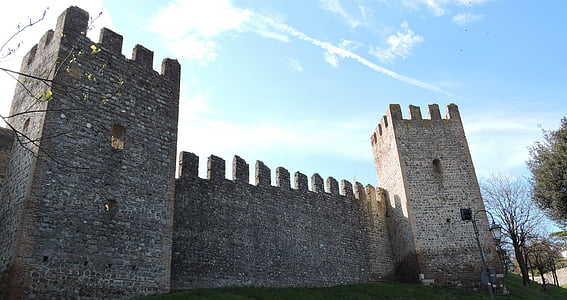 slott, Torre, medeltida, väggar, befästning, Sky, Este
