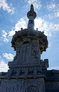 Monument, pedra sorrenca, cap amunt, cel, esculpit