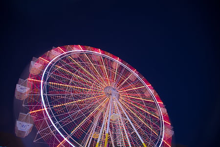 amusement park, carnival, ferris wheel, festival, fun, light, low angle shot