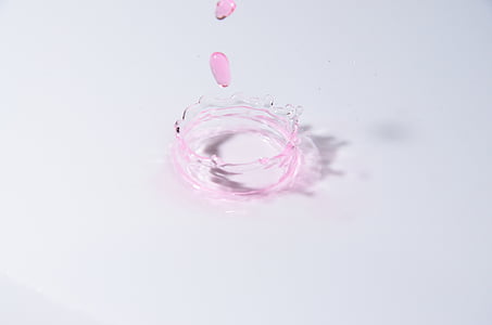 액체, 똑, 부 어, 색, 핑크, 물, 빛