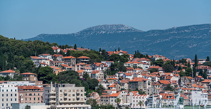 Split, Kroatien, arkitektur, bergen, landskap, Medelhavet, staden
