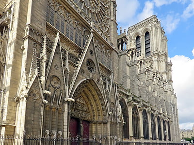 Paris, Notre-dame, sisi utara, Menara, Portal, transept, patung