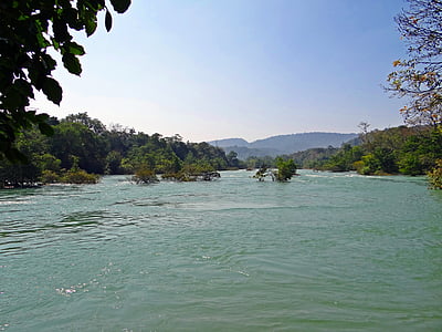 Río, Kali, agua, flujo, paisaje, ghats occidentales, dandeli