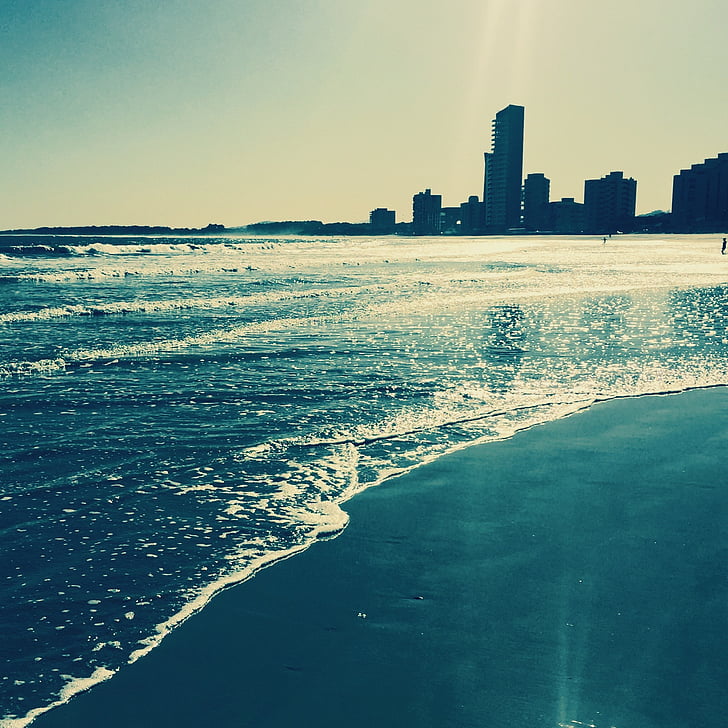 strand, helder, zee, blauw, zonlicht, strand-zand, Beach achtergrond