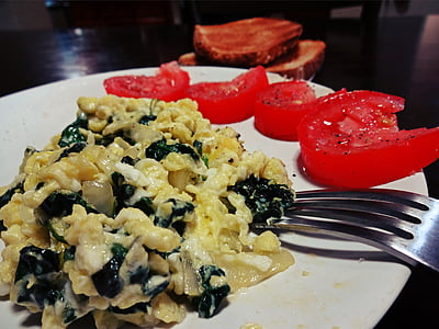 아침 식사, 달걀, 토마토, 매크로, 건강 한, 달걀 흰 자, 식사