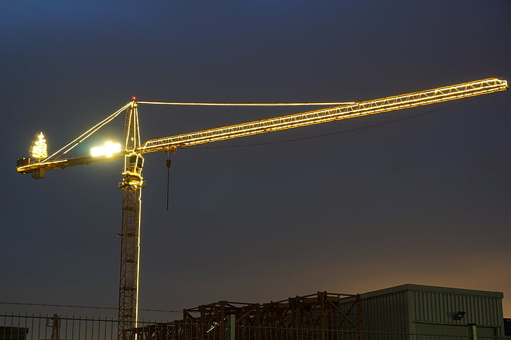 crane, construction, driver's cab, baukran, site, construction work, machine